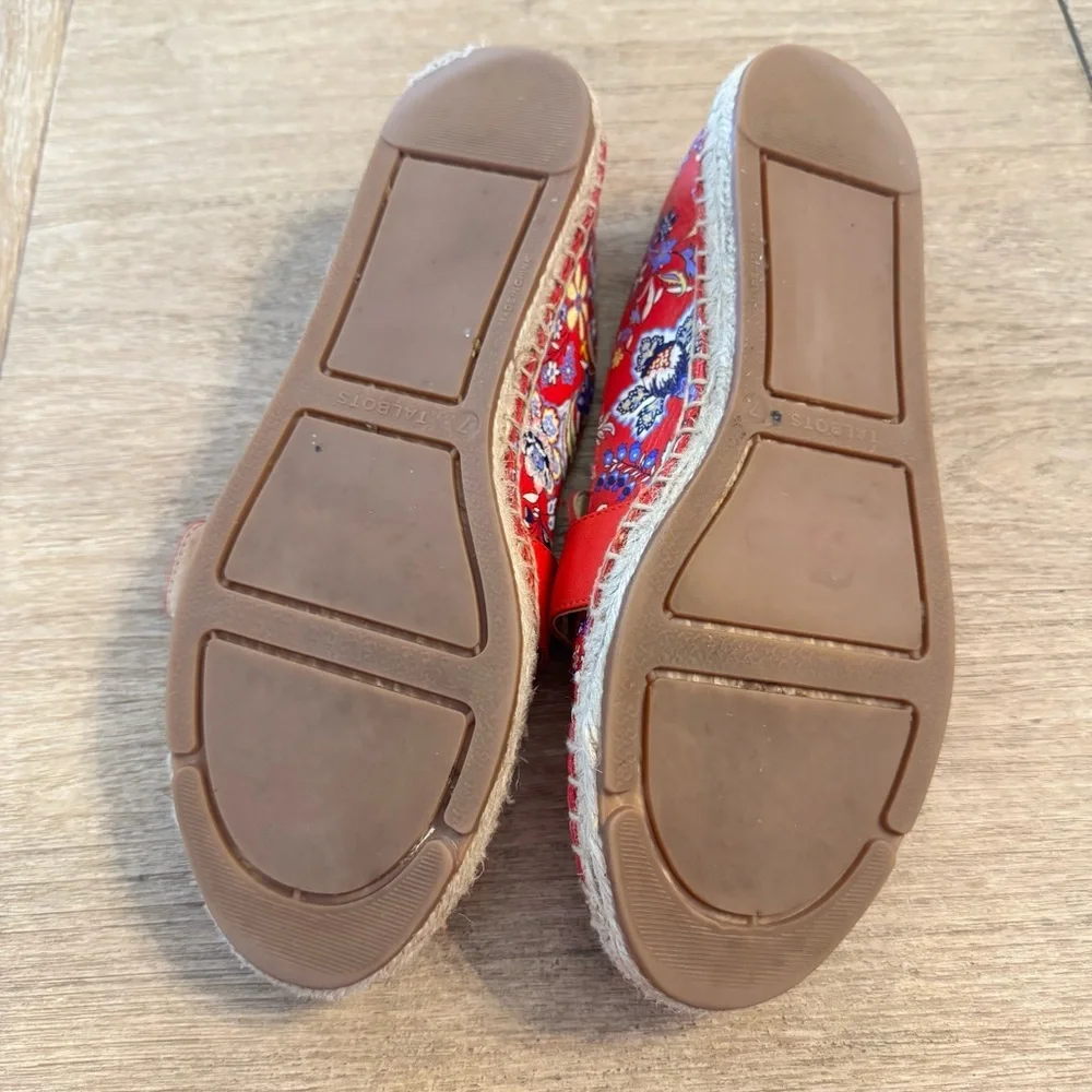 Talbots Izzy Buckle Napa Leather Floral Espadrilles – Size 7M